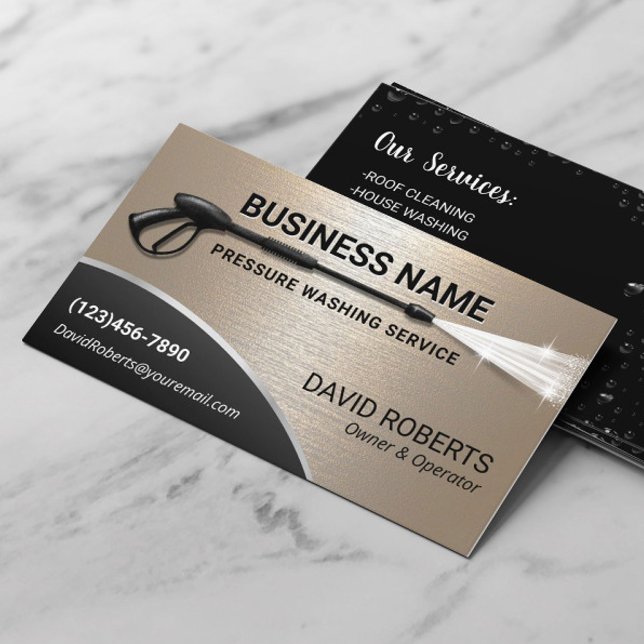 Cartão De Visita Limpeza Dourada de metal por meio da energia de la (Criador carregado)