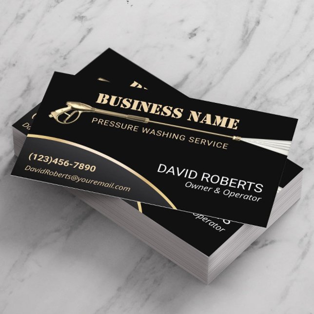 Cartão De Visita Limpeza Dourada de pressão da lavadora de energia (Criador carregado)
