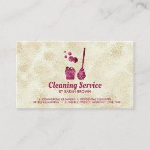 Cartão De Visita Limpeza Dourada Maid Janitorial