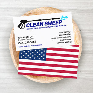 Cartão De Visita Limpeza Patriótica de Energia de Lavagem de Pressã