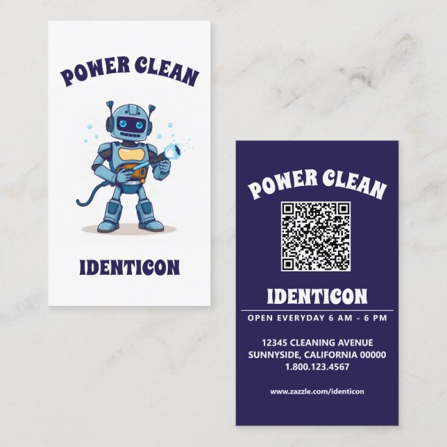 Cartão De Visita Limpeza Poderosa com código QR (Frente/Verso)