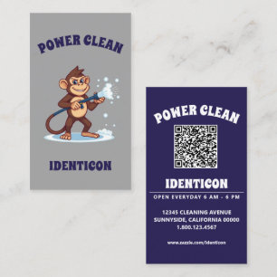 Cartão De Visita Limpeza Poderosa com código QR