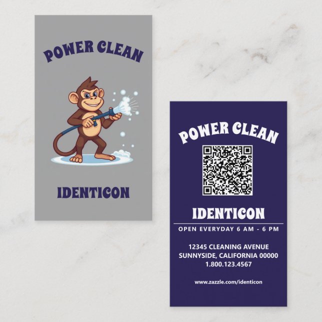 Cartão De Visita Limpeza Poderosa com código QR (Frente/Verso)