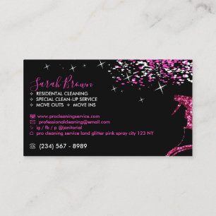 Cartão De Visita Limpeza Preta De Pata-Rosa, Espumante,