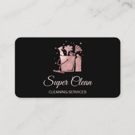 Cartão De Visita Limpeza Profissional de Casas Rose Gold Glitter  Ô