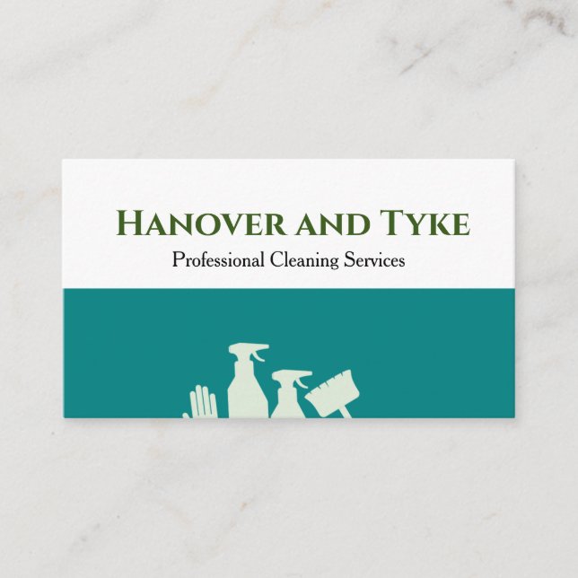 Cartão De Visita Limpeza profissional simples e branca verde (Frente)