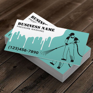 Cartão De Visita Limpeza profissional teal com energia de pressão