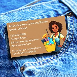 Cartão De Visita Limpeza Simples de Casa Afro-Americana