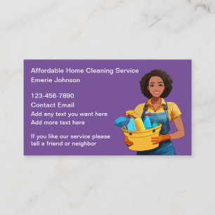 Cartão De Visita Limpeza Simples de Casa Tema Afro-Americano