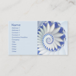 Cartão De Visita Linda Arte Fractal de Shell Azul e Branco