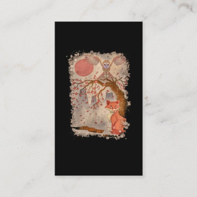 Cartão De Visita Linda árvore da coruja da Fox (Frente)