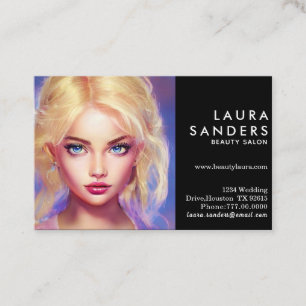 Cartão De Visita Linda Blona Menina Belo Salão Elegante