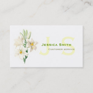 Cartão De Visita Linda, clássica Lily branca botânica vintage