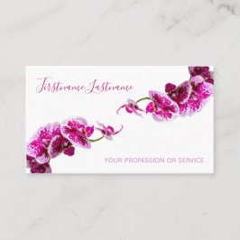 Cartão De Visita Linda flor de orquídea rosa violeta em branco!