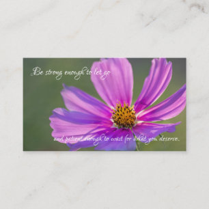 Cartão De Visita Linda flor rosa com citação motivadora