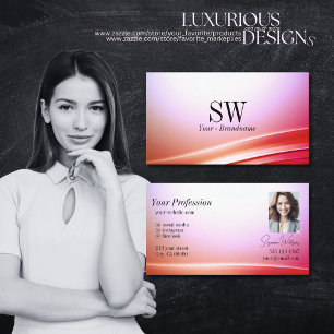 Cartão De Visita Linda Lilac Lilac Curvada Monograma e Foto