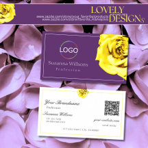 Linda rosa amarela em roxo com o código QR do logo