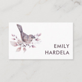 Cartão De Visita Linda Watercolor Bird Professional