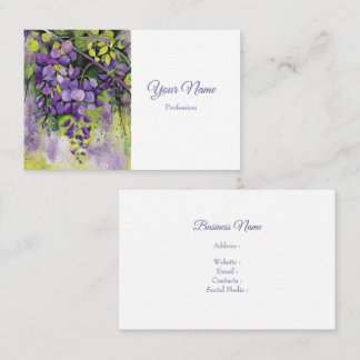 Cartão De Visita Lindas Flores De Wisteria Em Aquarela