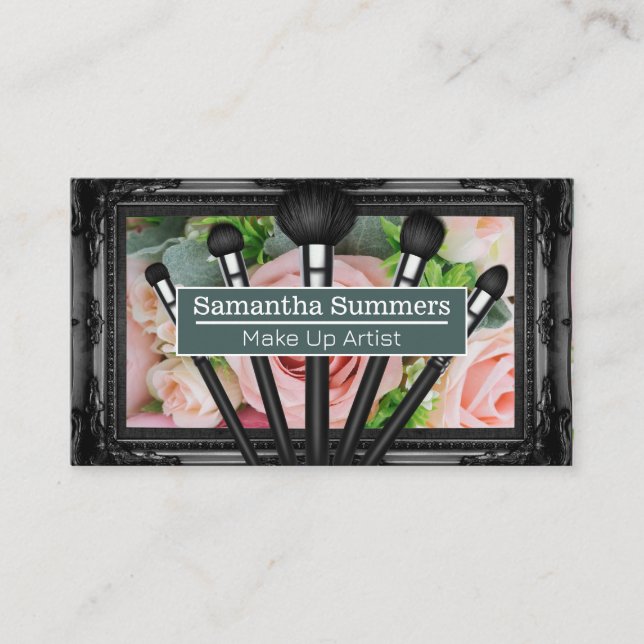 Cartão De Visita Lindas Rosas Rosa | Preparar Escovas (Frente)