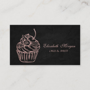 Cartão De Visita Lindo Adorável, Cupcake Brilhante, Preto