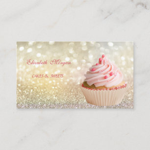 Cartão De Visita Lindo Adorável  Elegante Bokeh Padaria de Cupcake