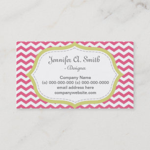 Cartão De Visita Lindo, elegante, moderno chevron rosa