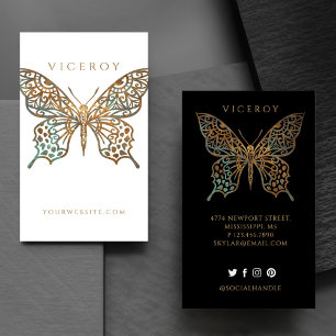 Cartão De Visita Lindo Ornamentado Decorre Logotipo da Borboleta Br