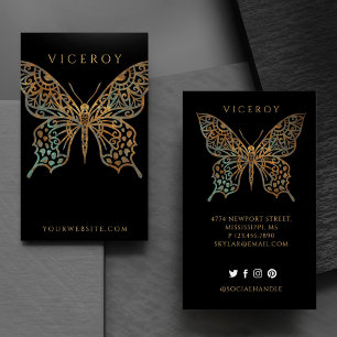Cartão De Visita Lindo Ornamentado Decorre Logotipo da Borboleta Pr