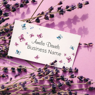 Cartão De Visita Lindo praça de borboletas, rosa magenta e azul