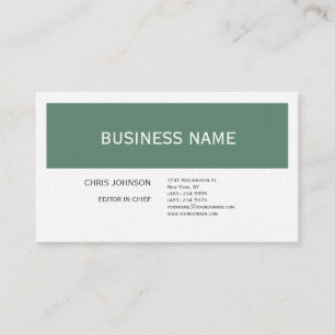 Cartão De Visita Linen Forest Green White Plain Artística Minimalis