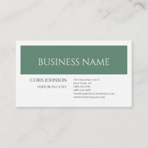 Cartão De Visita Linen Forest Green White Plain Artística Minimalis