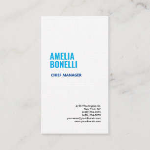 Cartão De Visita Linen Modern Minimalista Branco Azul