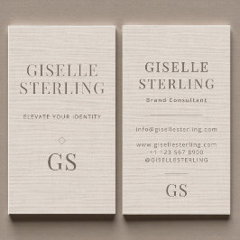 Cartão De Visita Linen Monogram Modern Elegant Minimalist