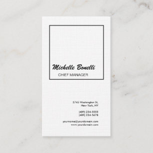 Cartão De Visita Linen Professional Minimalist White Modern