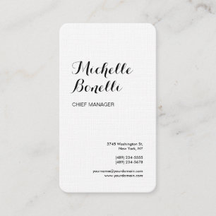 Cartão De Visita Linen Professional Minimalist White Modern