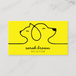Cartão De Visita Linha Amarela de Logotipo de Cuidador de Animais d
