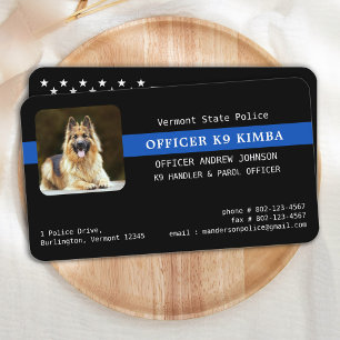 Cartão De Visita Linha Azul Fino do Prêmio Unidade K9 - Cão Polic