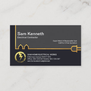 Cartão De Visita Linha de energia elétrica para edifícios Dourado