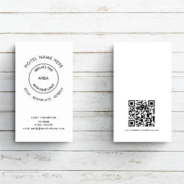 Cartão De Visita Linha de logotipo de código QR do Hotel Simples ou