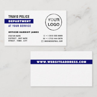 Cartão De Visita Linha e logotipo azuis, policial, Polícia
