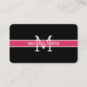 Cartão De Visita Linha Horizontal do Monograma Professional Cerise