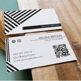Cartão De Visita Linhas abstratas preto e branco urbanas modernas