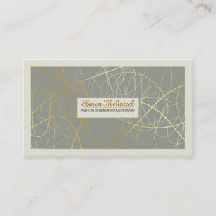 Cartão De Visita Linhas Abstrato de Ouro de 