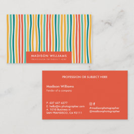 Cartão De Visita Linhas Coloridas Na moda Trendy Modern Business Bu