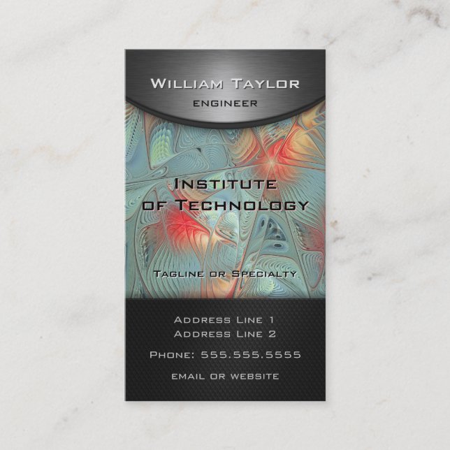 Cartão De Visita Linhas de força - metal parece elegância com códig (Frente)