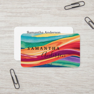 Cartão De Visita Linhas de onda coloridas de script retrorreflector