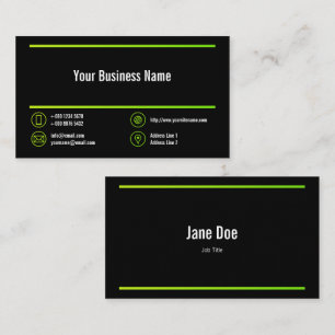 Cartão De Visita Linhas de verde limão Ícones de Chartreuso Corpo