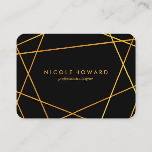 Cartão De Visita Linhas Douradas e requintadas brancas pretas