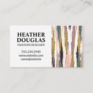 Cartão De Visita Linhas Douradas   Estilos Modernos Traços De Pince